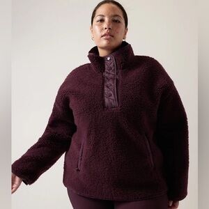 NWT! Spiced Cabernet Athleta Cozy Sherpa Snap Sweatshirt - Multiple Sizes